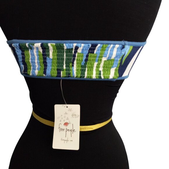Free People M Medium Bra Top Blue Geo C Strapless Bandeau Womens Clothing NEW - Picture 3 of 8
